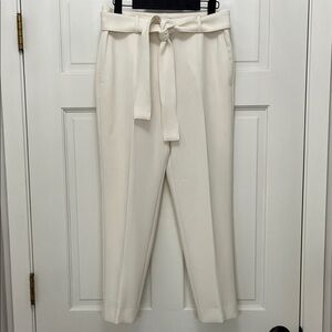 Ann Taylor White Tie-Waist Tapered Leg Trousers - Size 2P